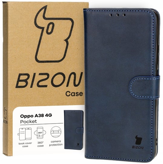 Etui Bizon Case Pocket do Oppo A38 4G, granatowe Bizon