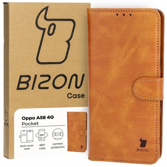 Etui Bizon Case Pocket do Oppo A58 4G, brązowe Bizon