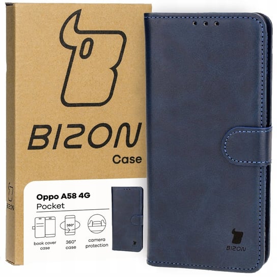 Etui Bizon Case Pocket do Oppo A58 4G, granatowe Bizon