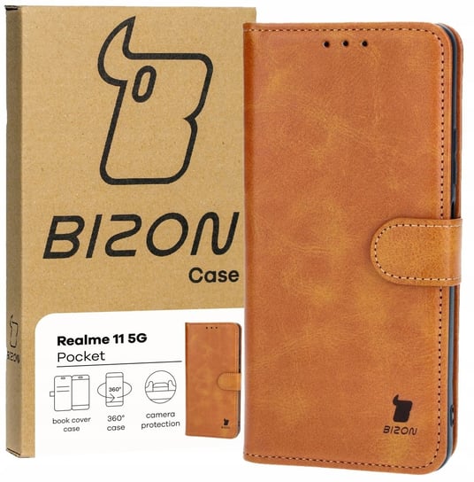 Etui Bizon Case Pocket do Realme 11 5G, brązowe Bizon