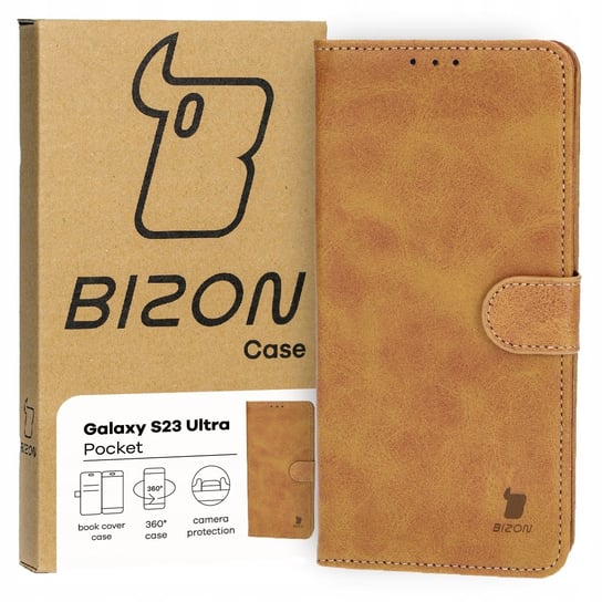 Etui Bizon Case Pocket do Samsung Galaxy S23 Ultra, brązowe Bizon