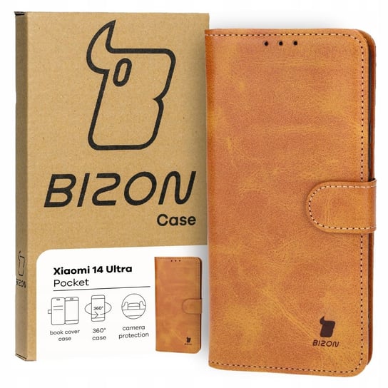 Etui Bizon Case Pocket do Xiaomi 14 Ultra, brązowe Bizon