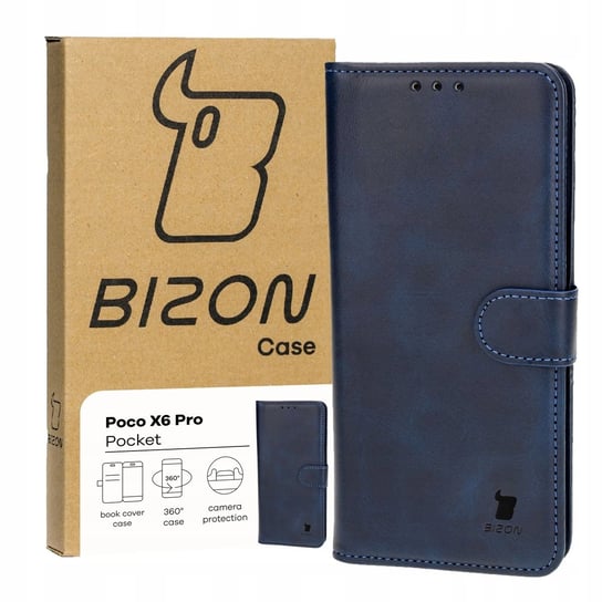 Etui Bizon Case Pocket do Xiaomi Poco X6 Pro 5G, granatowe Bizon