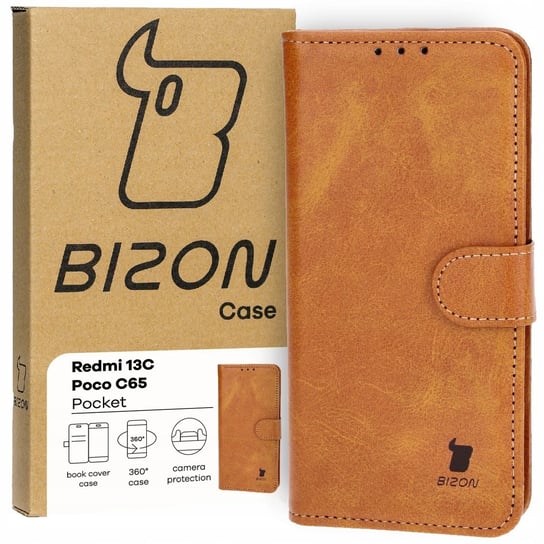 Etui Bizon Case Pocket Do Xiaomi Redmi 13C / Poco C65, Brązowe Bizon