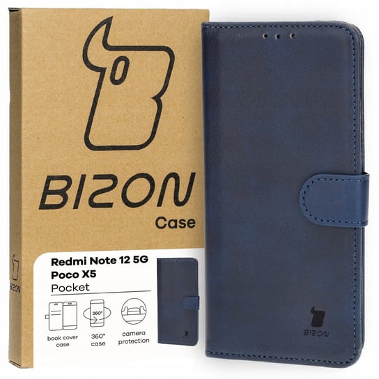 Etui Bizon Case Pocket do Xiaomi Redmi Note 12 5G / Poco X5, granatowe Bizon