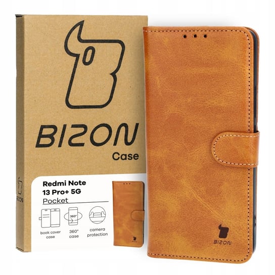 Etui Bizon Case Pocket do Xiaomi Redmi Note 13 Pro+ 5G, brązowe Bizon