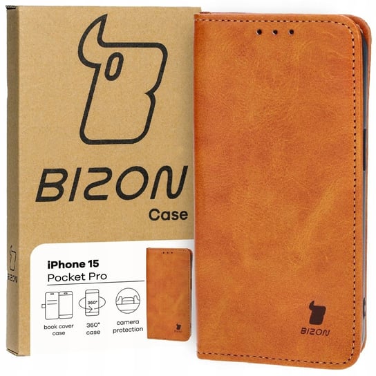 Etui Bizon Case Pocket Pro do Apple iPhone 15, brązowe Bizon