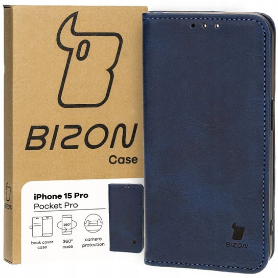 Etui Bizon Case Pocket Pro do Apple iPhone 15 Pro, granatowe Bizon