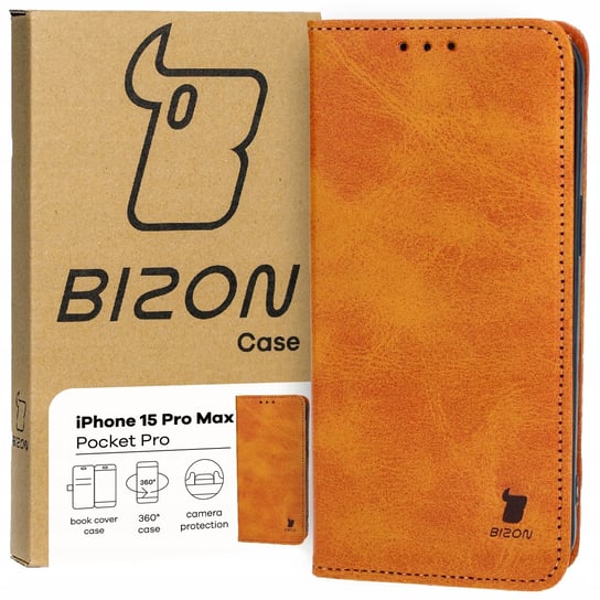 Etui Bizon Case Pocket Pro do Apple iPhone 15 Pro Max, brązowe Bizon