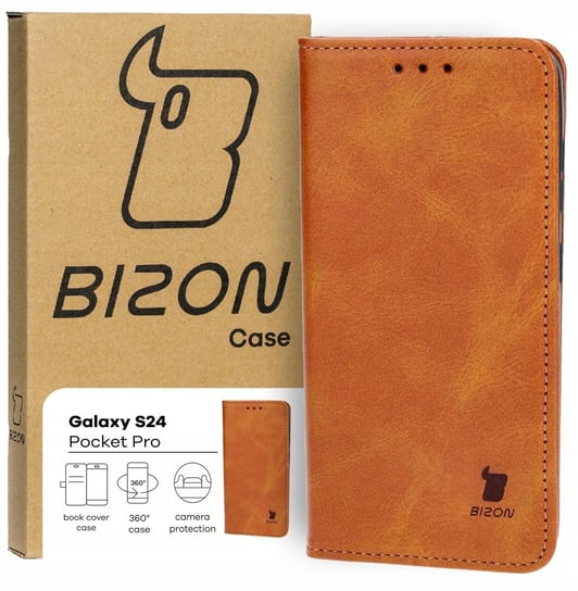 Etui Bizon Case Pocket Pro do Galaxy S24, brązowe Bizon