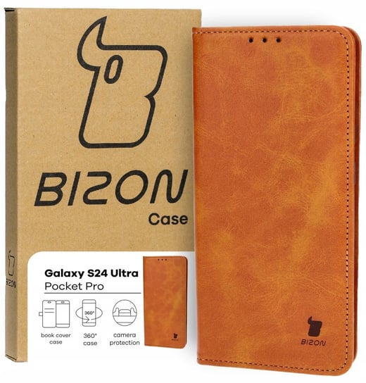 Etui Bizon Case Pocket Pro do Galaxy S24 Ultra, brązowe Bizon