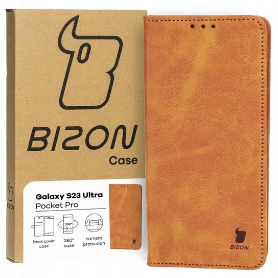 Etui Bizon Case Pocket Pro do Samsung Galaxy S23 Ultra, brązowe Bizon