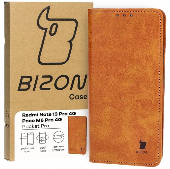 Etui Bizon Case Pocket Pro do Xiaomi Redmi Note 13 Pro 4G / Xiaomi Poco M6 Pro 4G, brązowe Bizon