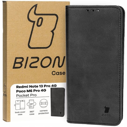 Etui Bizon Case Pocket Pro do Xiaomi Redmi Note 13 Pro 4G / Xiaomi Poco M6 Pro 4G, czarne Bizon