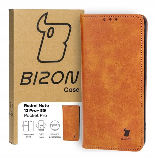 Etui Bizon Case Pocket Pro do Xiaomi Redmi Note 13 Pro+ 5G, brązowe Bizon