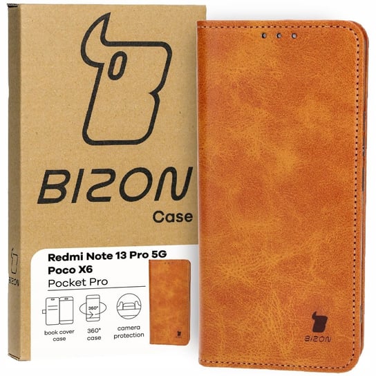 Etui Bizon Case Pocket Pro do Xiaomi Redmi Note 13 Pro 5G / Xiaomi Poco X6, brązowe Bizon