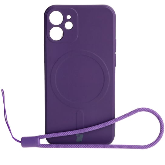 Etui Bizon Case Silicone MagSafe Sq do Apple iPhone 12 Mini, śliwkowe Bizon