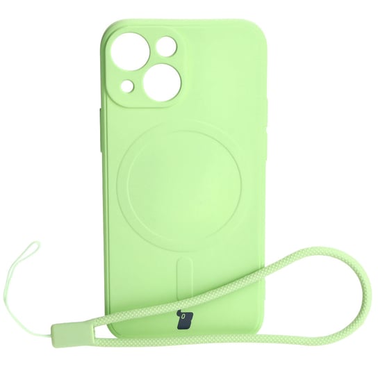 Etui Bizon Case Silicone MagSafe Sq do Apple iPhone 13 Mini, jasnozielone Bizon