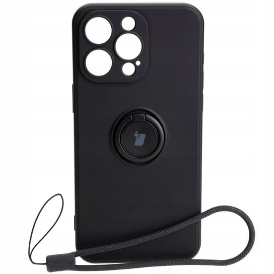 Etui Bizon Case Silicone Ring Sq do Apple iPhone 15 Pro Max, czarne Bizon