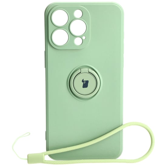 Etui Bizon Case Silicone Ring Sq do Apple iPhone 15 Pro Max, jasnozielone Bizon