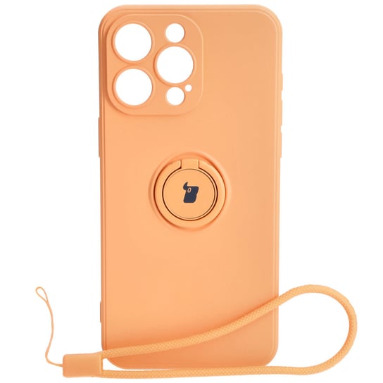Etui Bizon Case Silicone Ring Sq do Apple iPhone 15 Pro Max, pomarańczowe Bizon