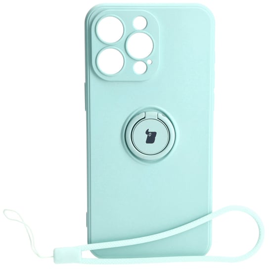 Etui Bizon Case Silicone Ring Sq do Apple iPhone 15 Pro Max, turkusowe Bizon
