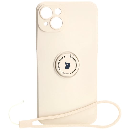 Etui Bizon Case Silicone Ring Sq do iPhone 15 Plus, beżowe Bizon