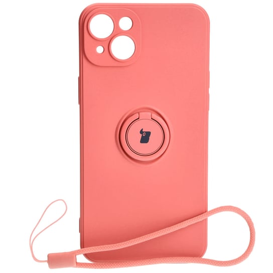 Etui Bizon Case Silicone Ring Sq do iPhone 15 Plus, brudny róż Bizon