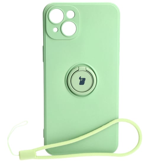 Etui Bizon Case Silicone Ring Sq do iPhone 15 Plus, jasnozielone Bizon