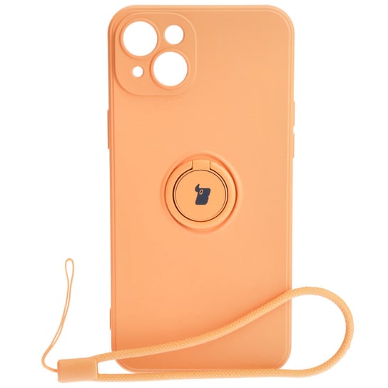 Etui Bizon Case Silicone Ring Sq do iPhone 15 Plus, pomarańczowe Bizon