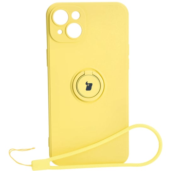 Etui Bizon Case Silicone Ring Sq do iPhone 15 Plus, żółte Bizon