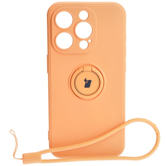 Etui Bizon Case Silicone Ring Sq do iPhone 15 Pro, pomarańczowe Bizon