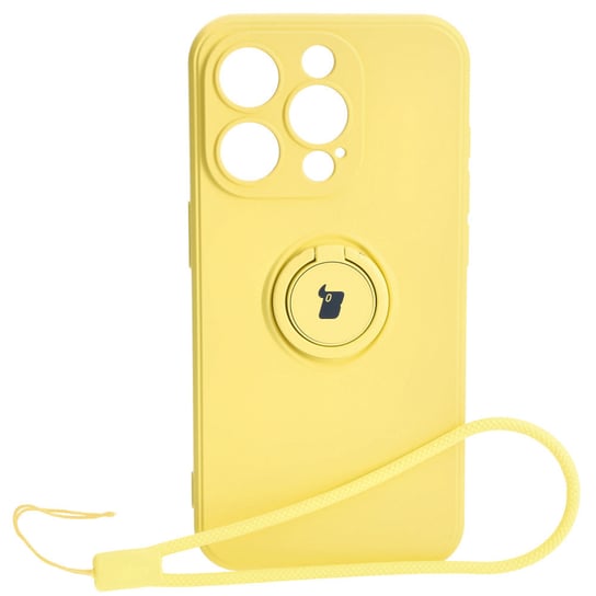 Etui Bizon Case Silicone Ring Sq do iPhone 15 Pro, żółte Bizon