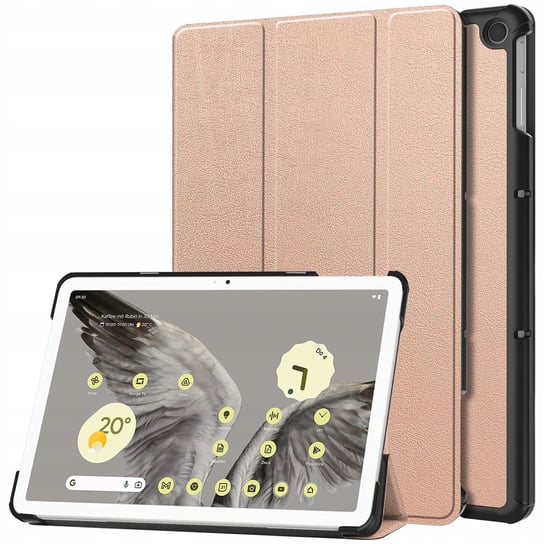 Etui Bizon Case Tab Croc do Google Pixel Tablet, różowozłote Bizon