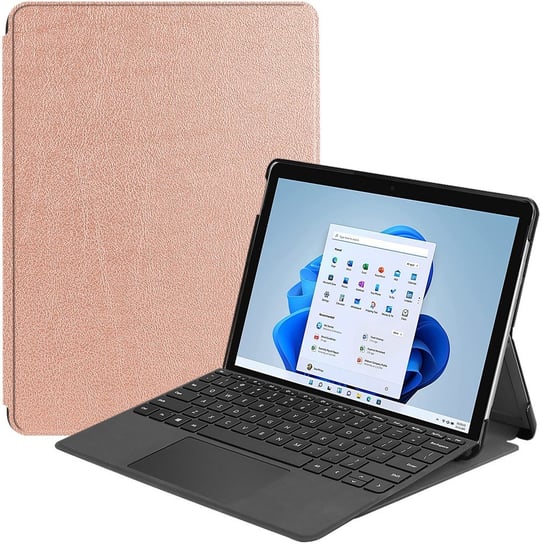 Etui Bizon Case Tab Croc do Microsoft Surface Pro 8, różowozłote Bizon
