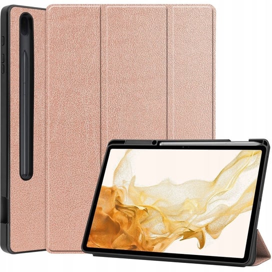 Etui Bizon Case Tab Lizard do Galaxy Tab S8 Plus / S7 Plus, różowozłote Bizon