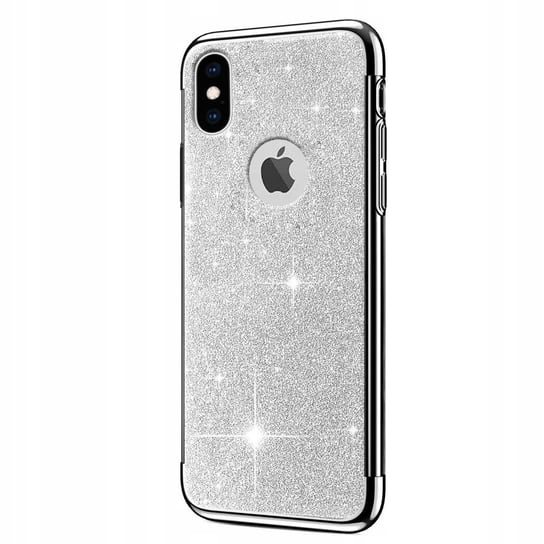 Etui Brokatowe Srebrne do Iphone X STALMAN