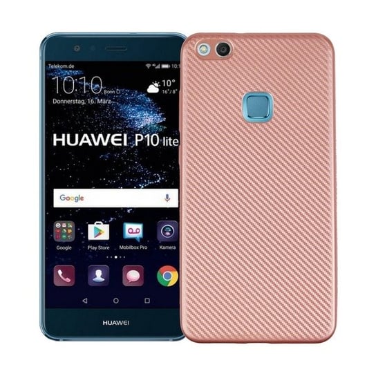 Etui Carbon Fiber Huawei P10 lite różowo -złoty/rose gold No name