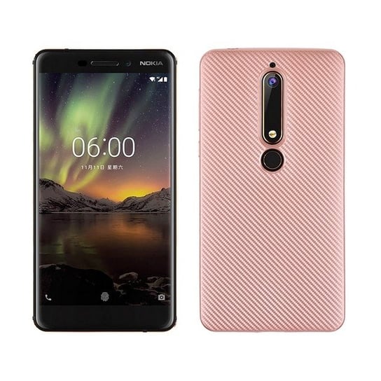 Etui Carbon Fiber Nokia 6 2018 różowo-zł oty/rose gold No name