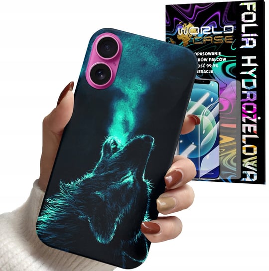 Etui Case Do Iphone 16 Plus - Wilk Zwierzęta Kolorowe Obudowy + Folia WORLD CASE