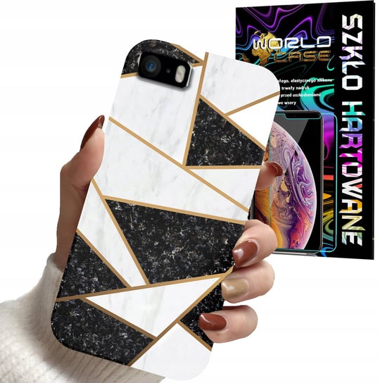 ETUI CASE DO IPHONE SE 2020 - MARMUREK GEOMETRIA WZORY DLA KOBIET + SZKŁO WORLD CASE