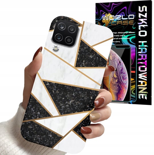 ETUI CASE DO SAMSUNG A12 M12 - MARMUREK GEOMETRIA WZORY DLA KOBIET + SZKŁO WORLD CASE