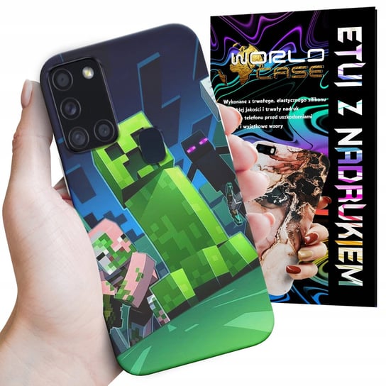 ETUI CASE DO SAMSUNG A21S - FORTNITE CREEPER DZIECIĘCE WZORY ROBLOX WORLD CASE