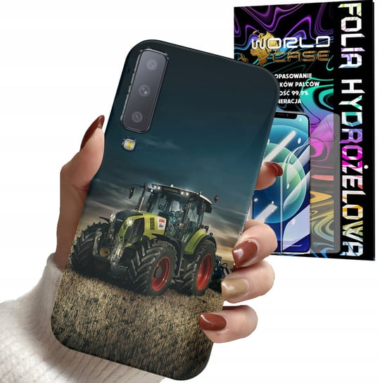 ETUI CASE DO SAMSUNG A7 2018 - TRAKTOR CIĄGNIK POLE ROLNIK PLECKI + FOLIA WORLD CASE