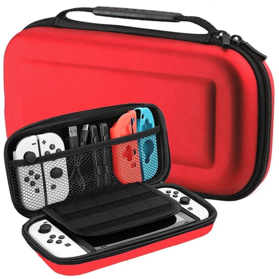 Etui case pokrowiec wzmocniony do Nintendo Switch i Nintendo Switch OLED HAC-001 HAC-001-01 HEG-001 | czerwony Vortex