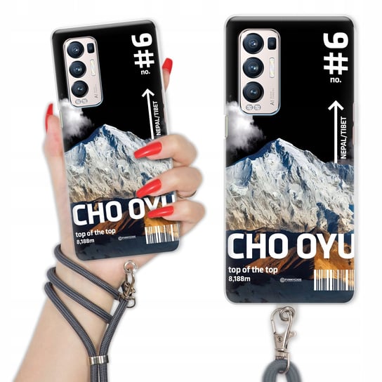 Etui Charms do OPPO RENO 5 PRO PLUS 5G Szary Sznurek THE CLIMB Góry Wzory Funnycase