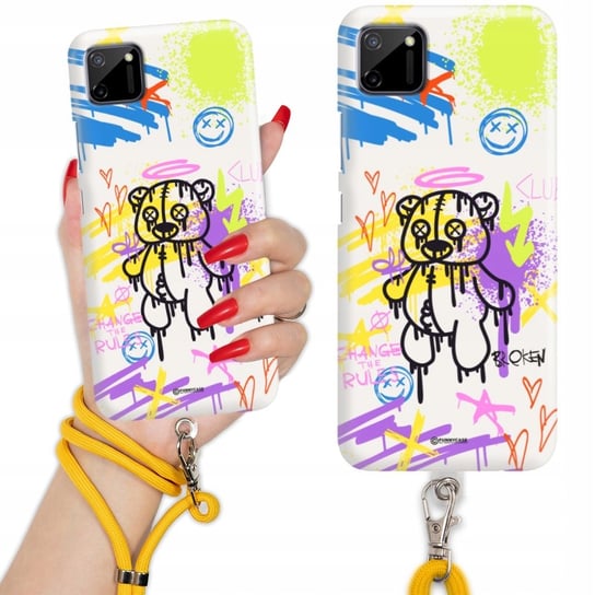 Etui Charms Quick do REALME C11 Smycz Sznurek Żółty Misie Teddy Mix Wzorów Funnycase