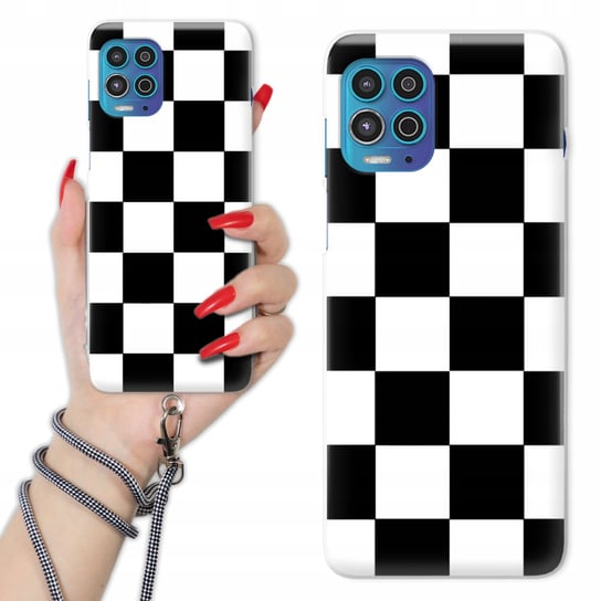 Etui Charms Quick Sznurek do MOTOROLA G100 Kratka CZARNO-BIAŁA Szachownica Funnycase