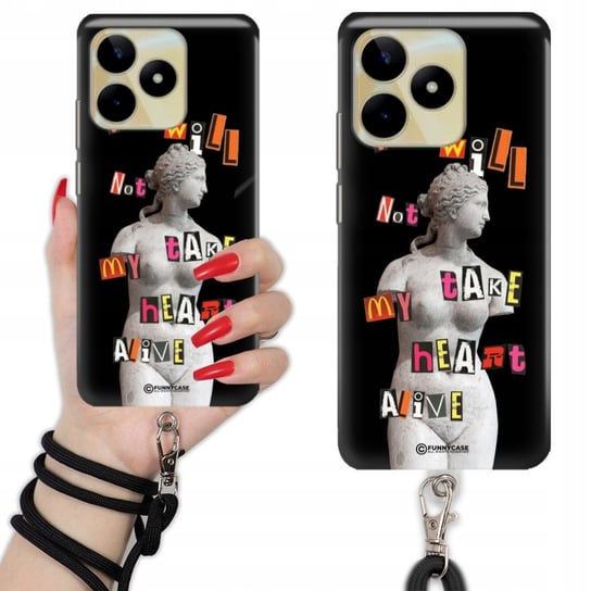 ETUI CHARMS Smycz Czarna do REALME C53 Sztuka Nowoczesna Mix Wzorów Funnycase