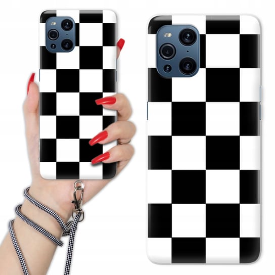 Etui Charms Sznurek do OPPO FIND X3 PRO Kratka B&W CZARNO-BIAŁA Szachownica Funnycase